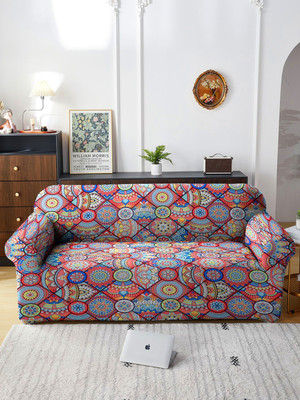 Cortina Polyester 3 Seater Sofa Abstract Cover(Pack of 1 Blue)