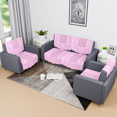 KUBER INDUSTRIES Cotton 4 Seater Sofa Geometric Cover(Pack of 8 Pink)