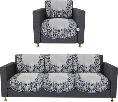 Heart Home Velvet Floral Sofa Cover(Grey Pack of 8)