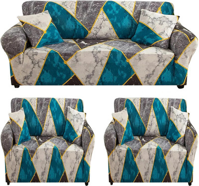 Gifts Island Polyester Abstract 3+1+1 Seater Sofa Cover(Multicolor Pack of 3)