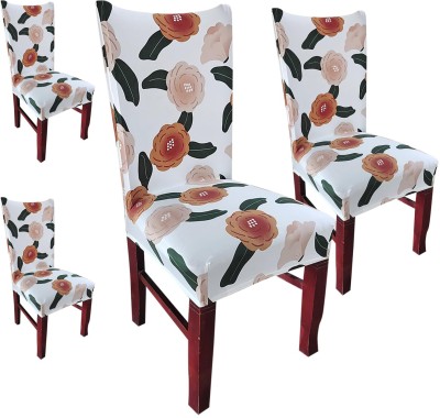 Magic Cover Polyester Floral Chair Cover(Red Pack of 4)