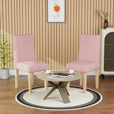 lukzer Jacquard 1 Seater Chair Plain Cover(Pack of 2 Pastel Pink Dotted Stripe)
