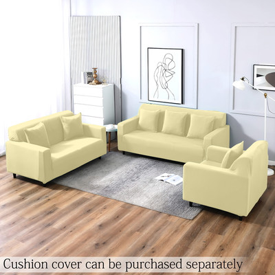 Flipkart SmartBuy Polyester Plain 3+1+1 Seater Sofa Cover(Yellow Pack of 3)