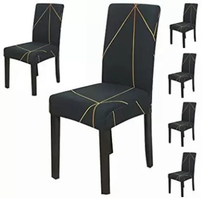 NAYISHI Polycotton Geometric Chair Cover(Gold Pack of 6)