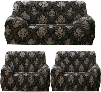 tansh Polyester Damask 3+1+1 Seater Sofa Cover(Beige Pack of 3)