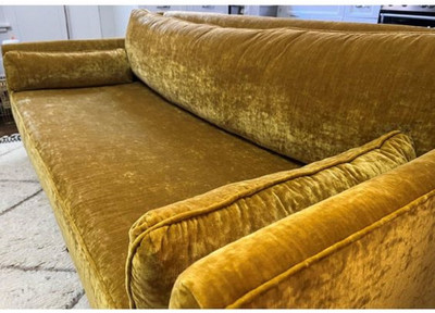 TURIYA Velvet, Generic Plain 3+1+1 Seater Sofa Cover(Gold Pack of 1)