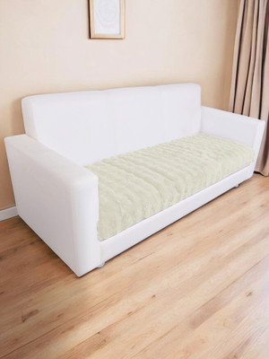 Story@home Polyester Plain 3 Seater Sofa Cover(White Pack of 1)