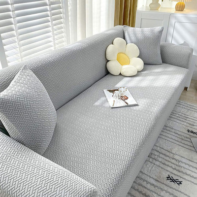 HOUSE OF QUIRK Jacquard 1 Seater Sofa Plain Cover(Pack of 1 Silver)