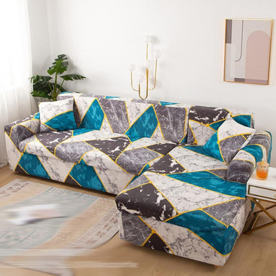 lukzer Polyester Geometric 3 Seater Sofa Cover(Multicolor Pack of 1)