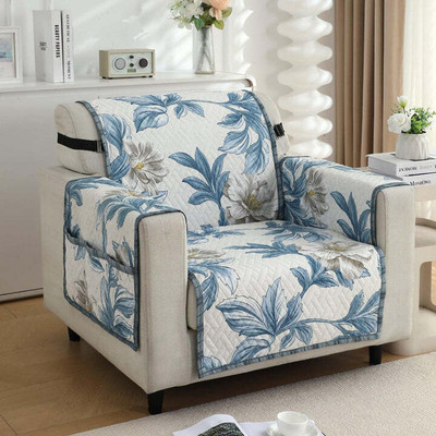 Ramesht Enterprises Polyester, Cotton 1 Seater Sofa Floral Cover(Pack of 1 Celadon white)