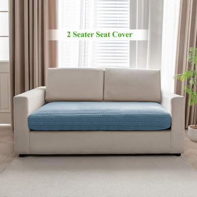 HOKiPO Jacquard 2 Seater Sofa Geometric Cover(Pack of 1 Sofa Seat Cushion Cover, Dark Blue)