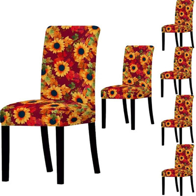 RAG SALUTION Polyester Floral 1 Seater Chair Cover(MULTICOLOR Pack of 6)