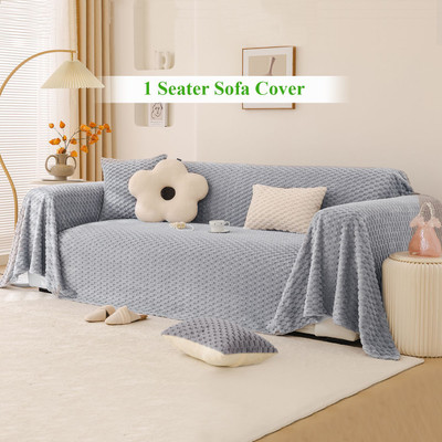 HOKiPO Fleece 1 Seater Sofa Plain Cover(Pack of 1 Ice Grey)