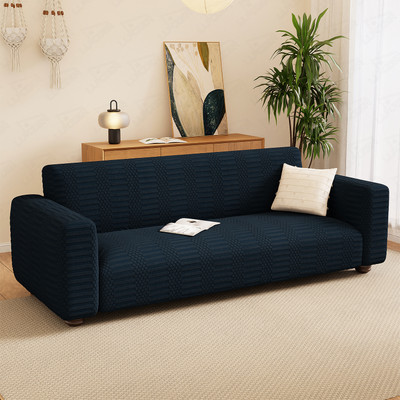 lukzer Jacquard Abstract 1 Seater Sofa Cover(Pastel Marine Blue Dotted Stripe Pattern Pack of 1)