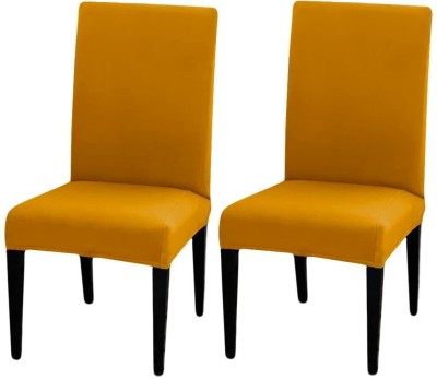 HOTKEI Polycotton Plain Chair Cover(Yellow Pack of 2)