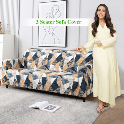 HOKiPO Polyester 3 Seater Sofa Geometric Cover(Pack of 1 Multicolor Geometric Print)