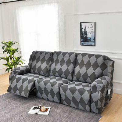 Magic Cover Polyester Abstract 3 Seater Sofa Cover(Light Grey Pack of 1)