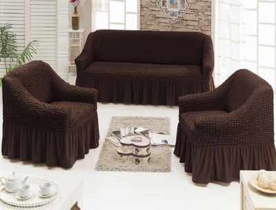 Laying Style Polyester Plain 3+1+1 Seater Sofa Cover(Heavy Universal Five Seater Sofa Cover(Three Seater+one seater+one seater)-Coffy Pack of 3) Laying Style Polyester Plain 3+1+1 Seater Sofa Cover(Heavy Universal Five Seater Sofa Cover(Three Seater+one seater+one seater)-Coffy Pack of 3)