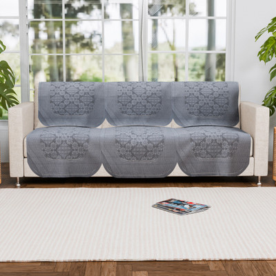 KUBER INDUSTRIES Cotton Floral 3 Seater Sofa Cover(Grey Pack of 6)
