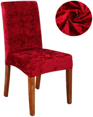 QUIRKYHUB Velvet Plain Chair Cover(Red Pack of 2)