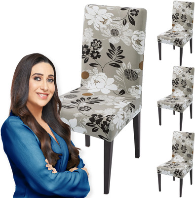 HOKiPO Polyester 4 Seater Chair Floral Cover(Pack of 4 Brown)