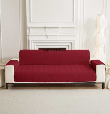 HOUSE OF QUIRK Polyester Plain 1 Seater Sofa Cover(Maroon Pack of 1)