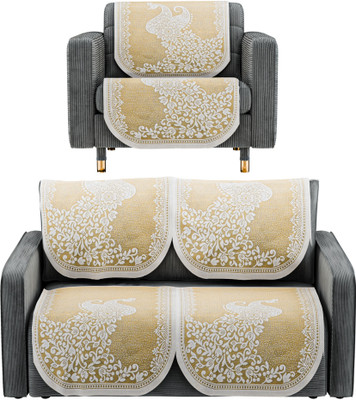 KUBER INDUSTRIES Cotton Geometric 3 Seater Sofa Cover(Yellow Pack of 6)