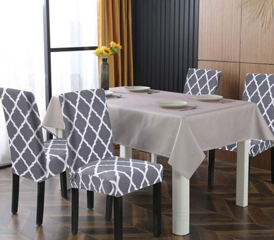 ADstore Polycotton 1 Seater Chair Abstract Cover(Pack of 4 Grey Daimond)