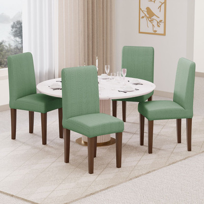 lukzer Jacquard 1 Seater Chair Plain Cover(Pack of 4 Pastel Green Zigzag)