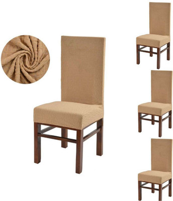 vinsano Jacquard Plain 4 Seater Chair Cover(Beige Pack of 4)