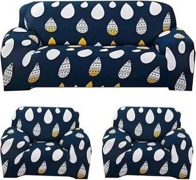 ADstore Polyester Abstract 3+1+1 Seater Sofa Cover(Blue Pack of 1)