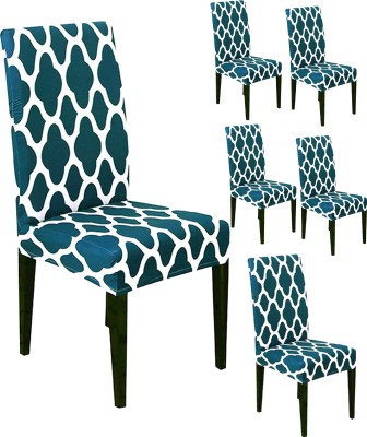 Magic Cover Polyester Plain Chair Cover(Blue Pack of 6)