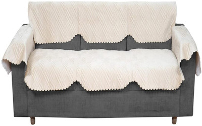 Casanest Polycotton 3 Seater Sofa Geometric Cover(Pack of 1 Beige)