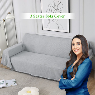 HOKiPO Polycotton 3 Seater Sofa Plain Cover(Pack of 1 Grey)