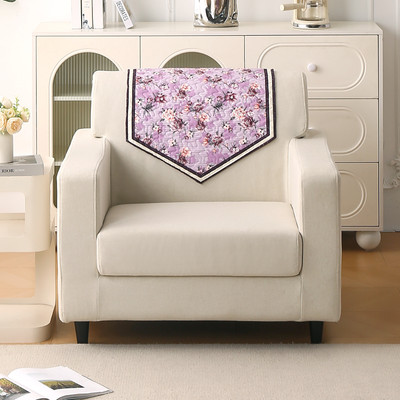 HOKiPO Velvet 1 Seater Sofa Floral Cover(Pack of 1 Sofa Backrest Mat, Peony Lavender)