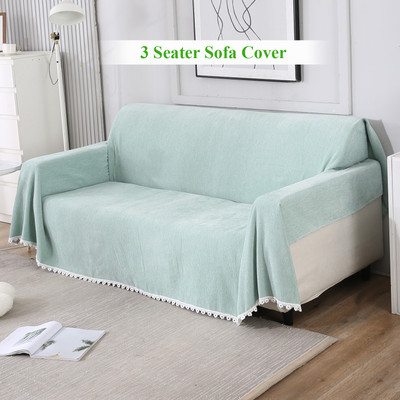 HOKiPO Chenille 3 Seater Sofa Plain Cover(Pack of 1 Green)