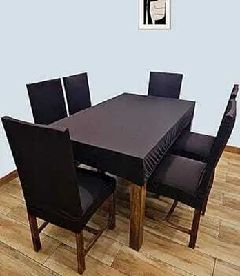 amberaura Polyester 6 Seater Chair Floral Cover(Pack of 7 brown)