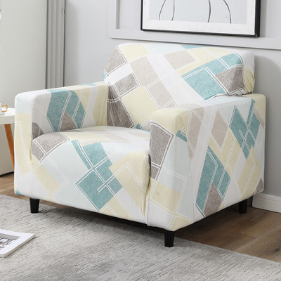 HOKiPO Polyester 1 Seater Sofa Geometric Cover(Pack of 1 Pastel Diamond)