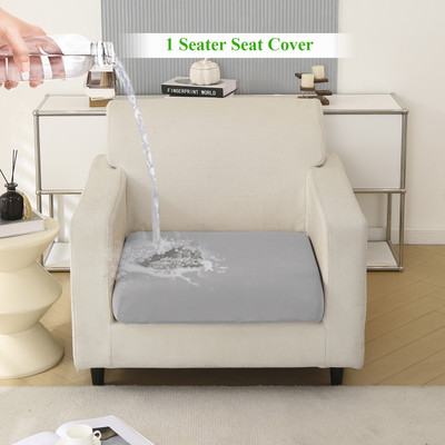 HOKiPO Polyester 1 Seater Sofa Plain Cover(Pack of 1 Waterproof Sofa Seat Cushion Cover, Light Grey)