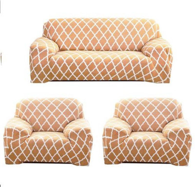 TURIYA Polyester, Polycotton Abstract 3+1+1 Seater Sofa Cover(Gold Pack of 1)