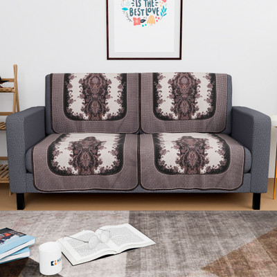 KUBER INDUSTRIES Polyester 2 Seater Sofa Floral Cover(Pack of 4 Cream & Black)