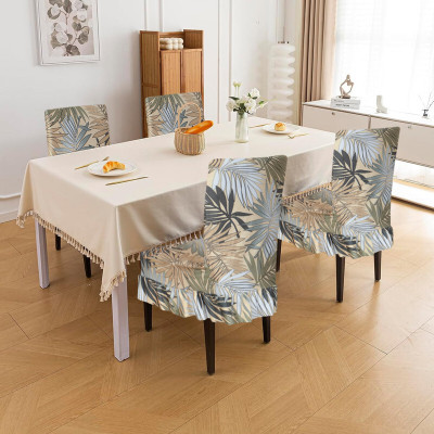 DPA Collection Polyester Abstract 6 Seater Chair Cover(Beige Pack of 6)
