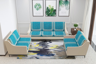 Nendle Velvet 3+2+2 Seater Sofa Abstract Cover(Pack of 6 SkyBlue)