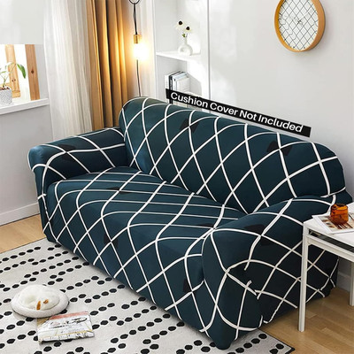 PRABHNOOR Polyester 3 Seater Sofa Striped Cover(Pack of 1 Blue)