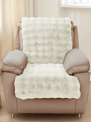 Story@home Polyester Plain 1 Seater Sofa Cover(off White Pack of 2)