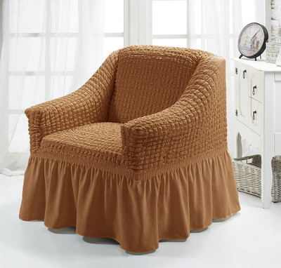 Multitex Polyester Plain 1 Seater Sofa Cover(Gold Pack of 1)