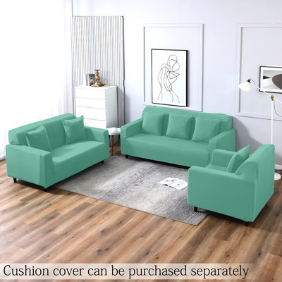Cortina Polyester 3+1+1 Seater Sofa Plain Cover(Pack of 3 Green)
