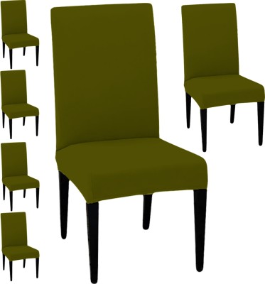 LAZI Polyester Plain Chair Cover(Olive Green Pack of 6)