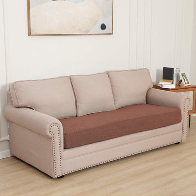 HOKiPO Jacquard 3 Seater Sofa Plain Cover(Pack of 1 Brown)
