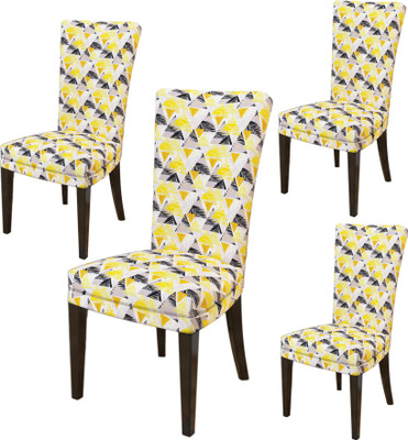 Nendle Polyester Geometric 1 Seater Chair Cover(White Pack of 4)
